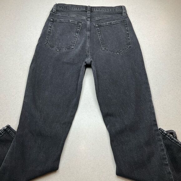 A&F Ankle Straight Ultra High Rise 28 Regular Washed Black Ripped - Picture 5 of 6